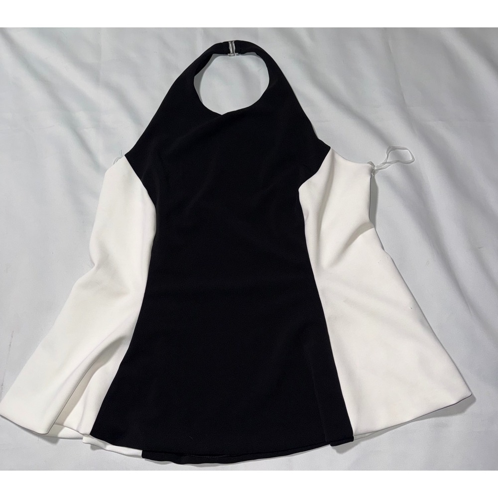Ashley Stewart Womens Colorblock Scuba Halter Top Black White Size 22/24 NWT